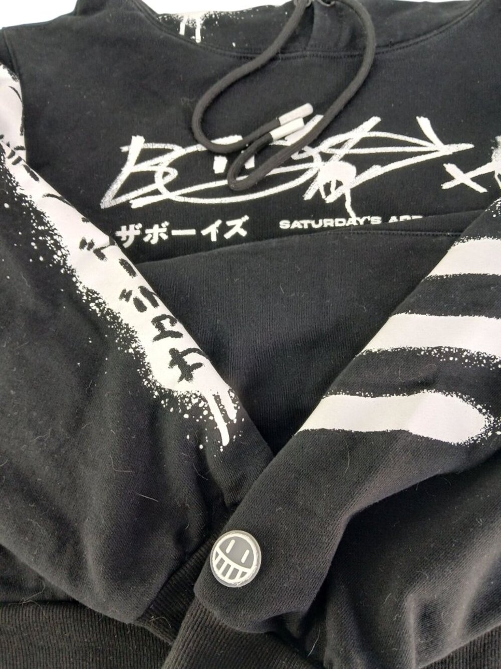 The Boys MENS Street Vandal Graffiti Hoodie Black Size M Graphic Saturdays Are F - Picture 7 of 16